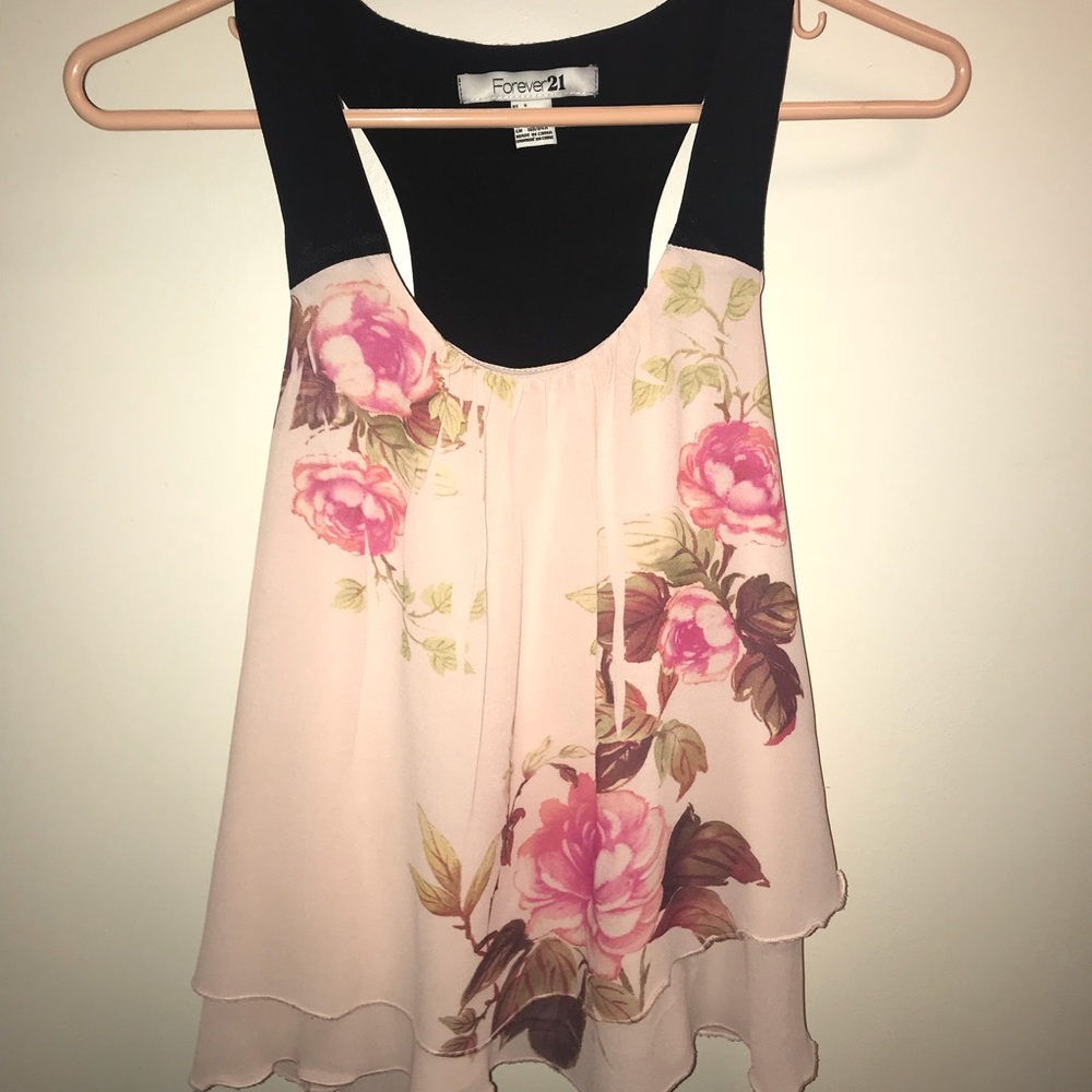 Floral Rose Pattern Flouncy Tank